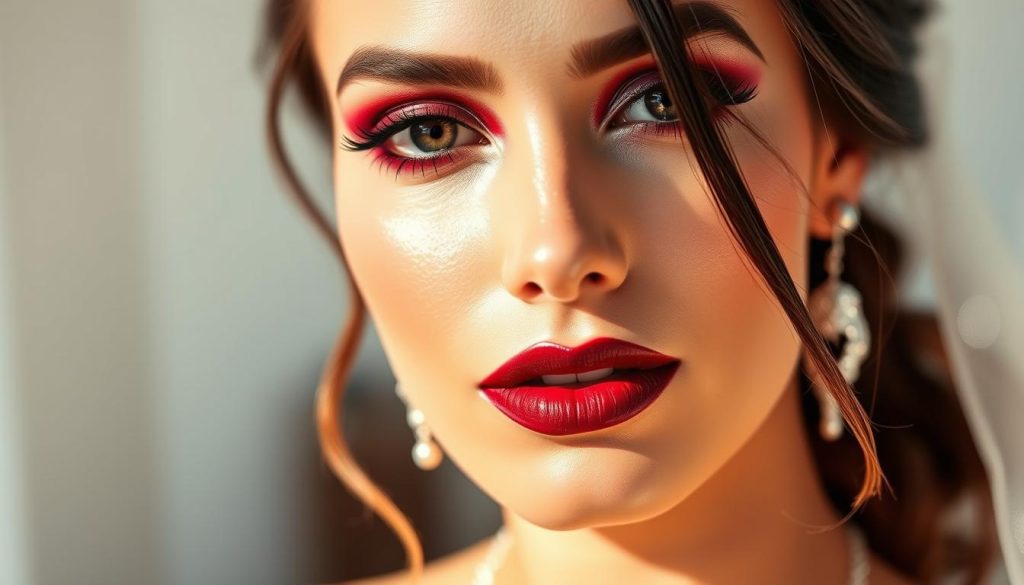 Monochrome Burgundy Bridal Makeup