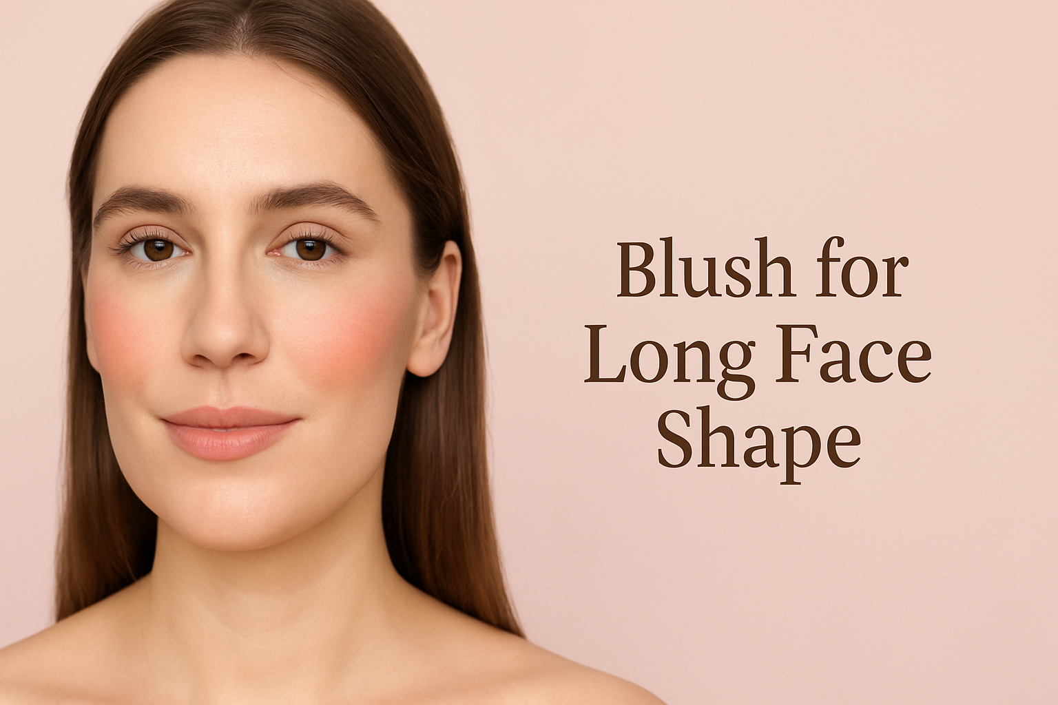Blush for long face shape – horizontal placement for balanced look