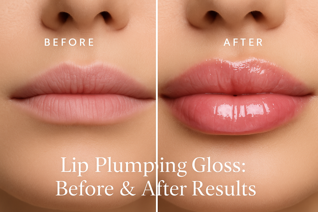 Lip Plumping Gloss Before and After
