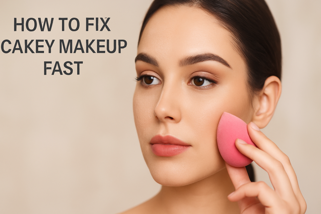 fix cakey makeup fast