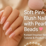 Soft Pink Blush Nails with Pearl Beads